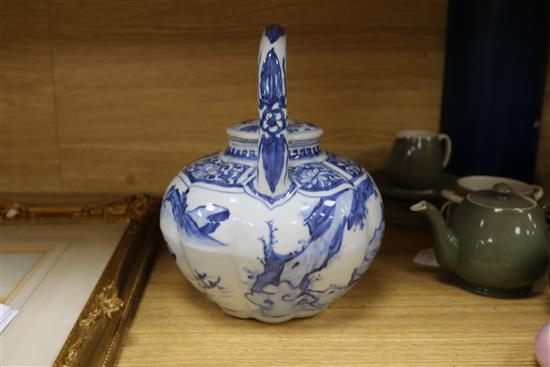 Two Chinese blue and white teapots tallest 23cm